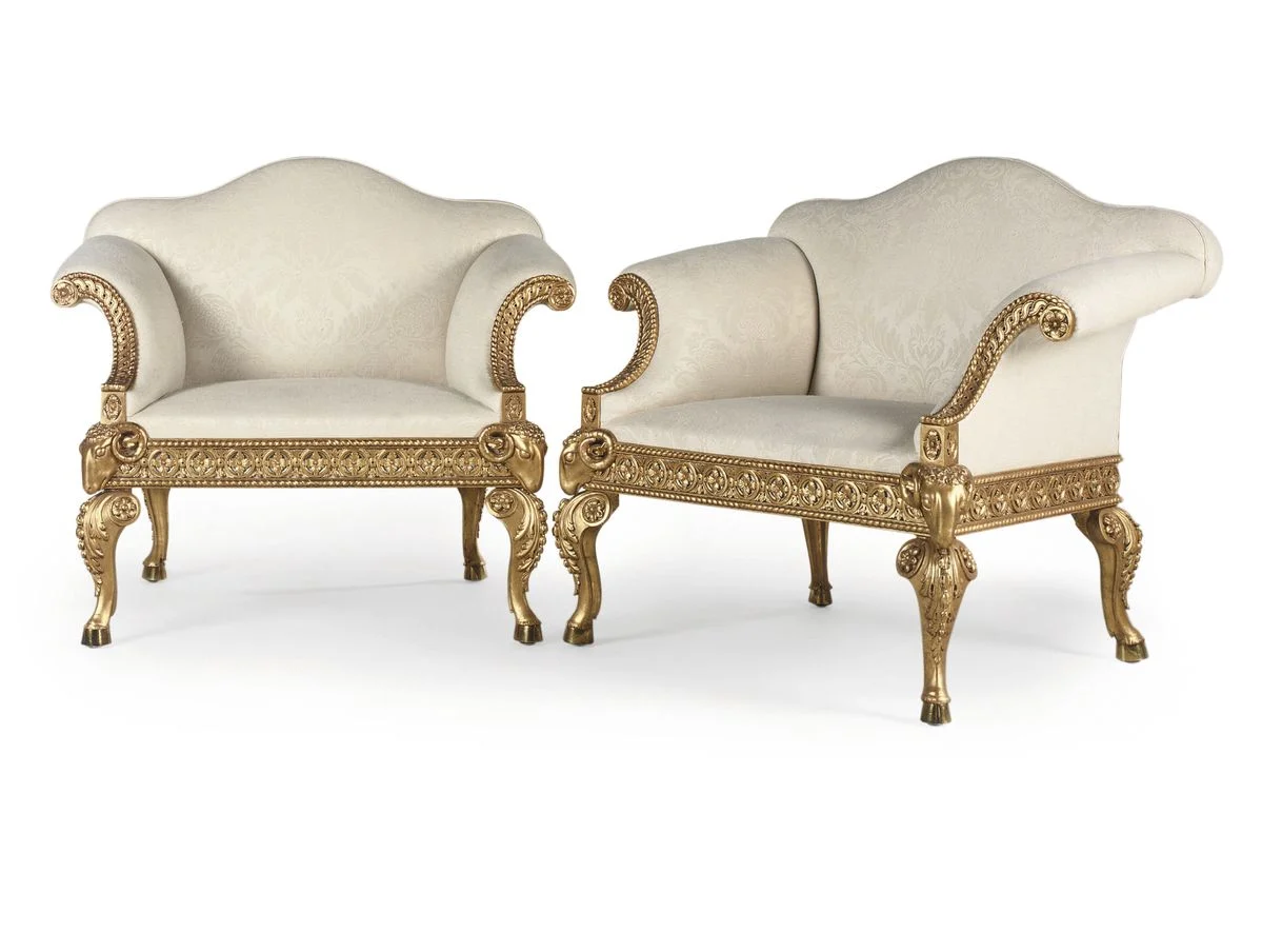 Ivory Gold-accent Scalloped Lounge Chair