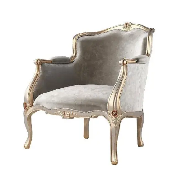 Grey Gold-accent Curved Lounge Chair