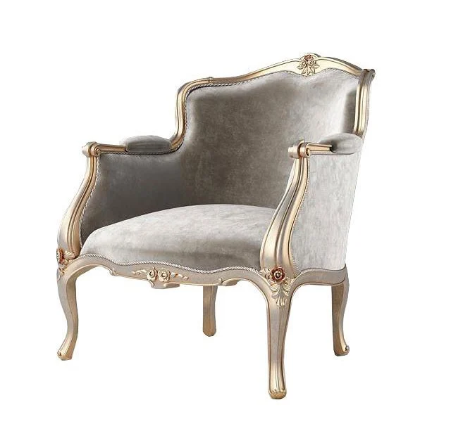 Grey Gold-accent Curved Lounge Chair