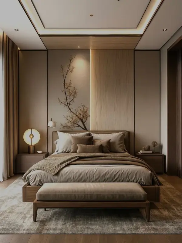 Brown Wide-frame Low-profile Bed