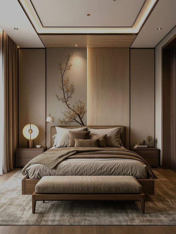 Brown Wide-frame Low-profile Bed