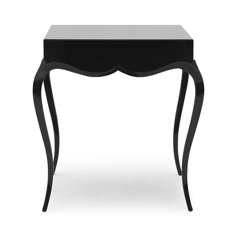 Black Square Curved Side Table