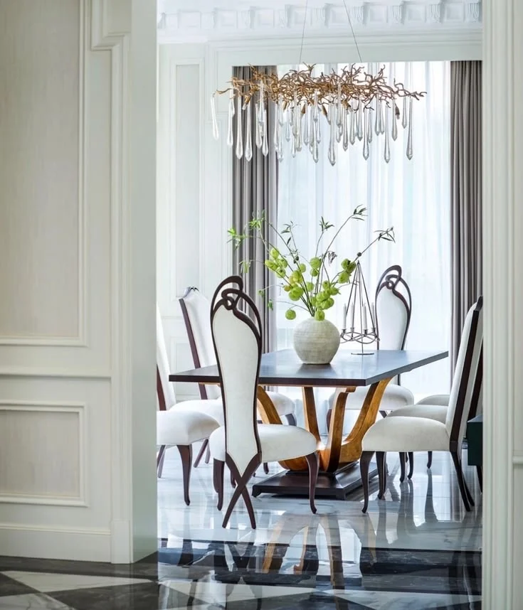 Dark-tone Oval Open-back Dining Table