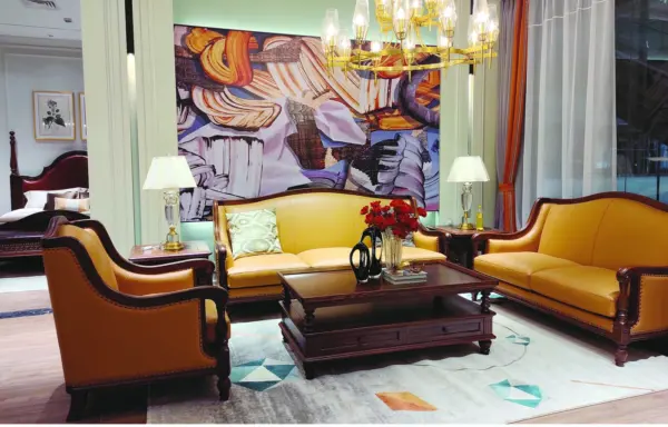 Yellow Dark-tone Framed Sofa