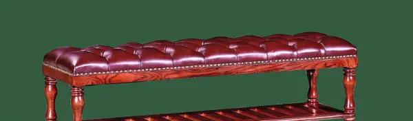Burgundy Button-tufted Turned-leg Bench