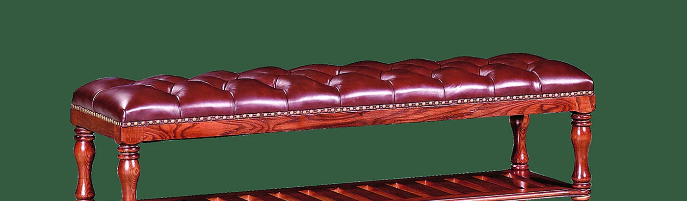 Burgundy Button-tufted Turned-leg Bench