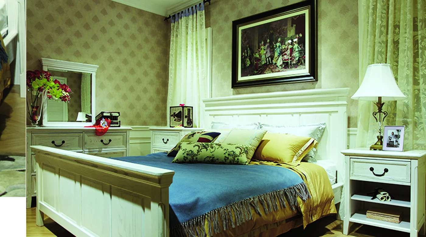 Ivory Slatted Framed Bed
