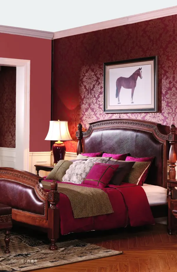 Dark-tone Scroll-detail Panelled Bed