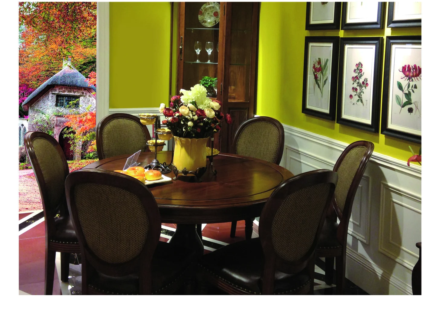 Dark-tone Oval Framed Dining Table