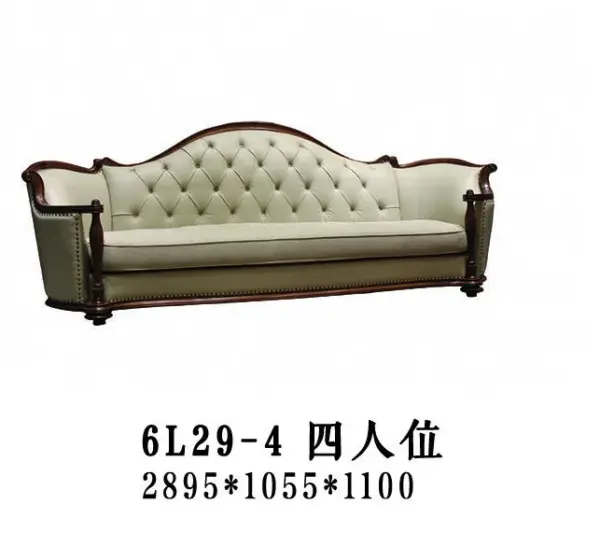 Ivory Button-tufted Four-seat Sofa