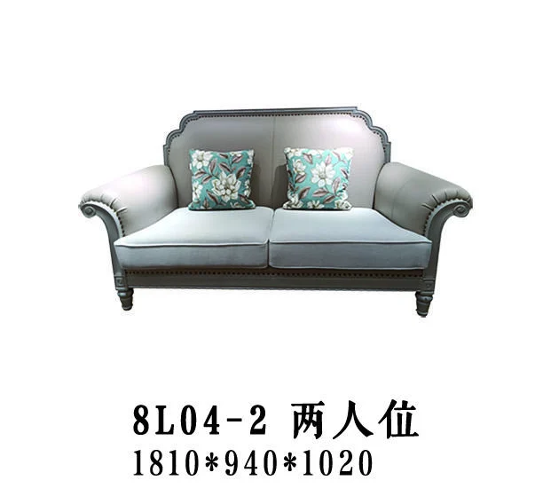 Grey Scroll-arm Two-seat Sofa