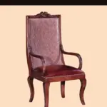 Burgundy High-back Carved Lounge Chair