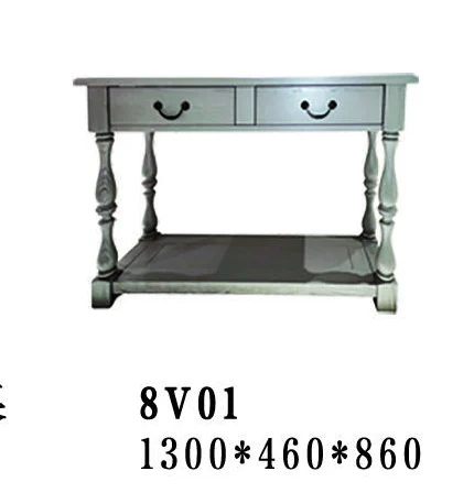 Grey Turned-leg Shelved Console Table