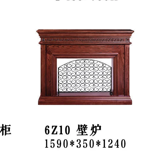 Dark-tone Framed Lattice-detail Decorative Fireplace Surround