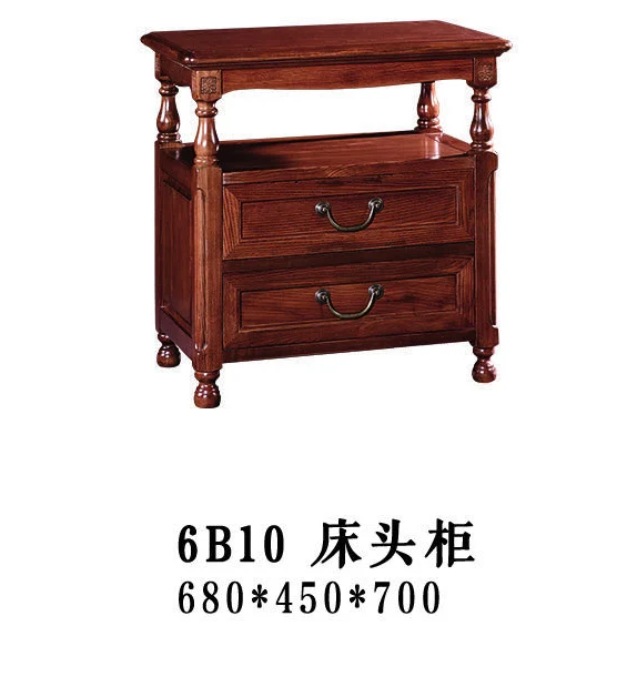 Dark-tone Shelved Turned-leg Bedside Cabinet