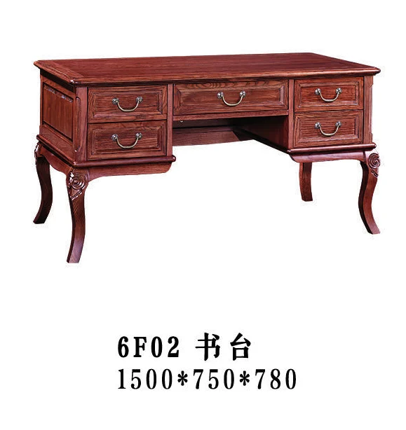Dark-tone Drawer Curved Desk & Tea Table