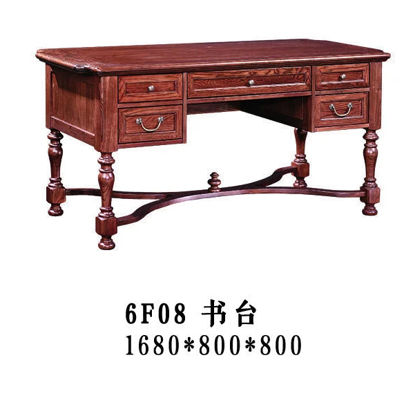 Dark-tone Turned-leg Stretcher-base Desk & Tea Table