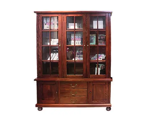 Dark-tone Glass-front Lower-storage Bookcase