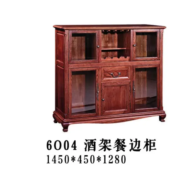 Dark-tone Lattice-detail Wide Sideboard