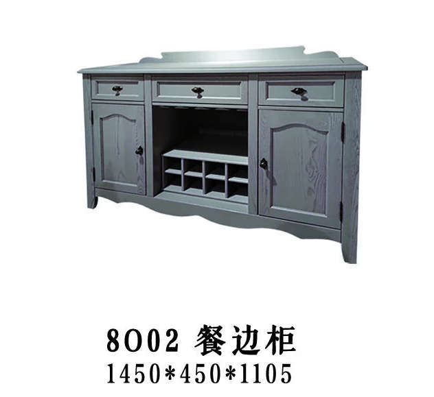 Grey Lattice-detail Curved Sideboard