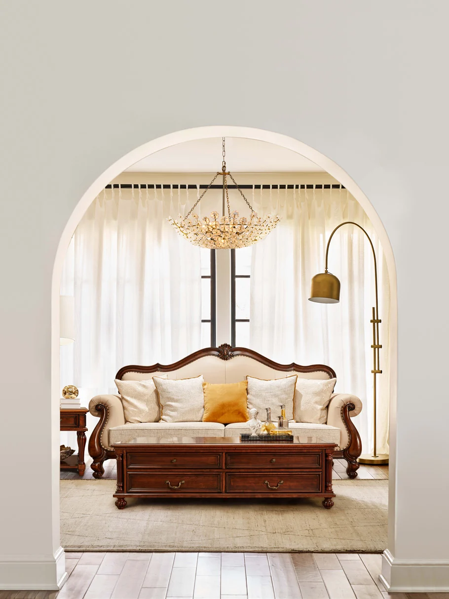 Ivory Dark-tone Crest-detail Sofa