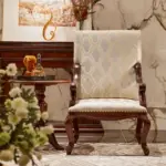 Ivory Patterned High-back Lounge Chair