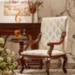 Ivory Patterned High-back Lounge Chair