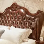 Dark-tone Crest-detail Button-tufted Bed
