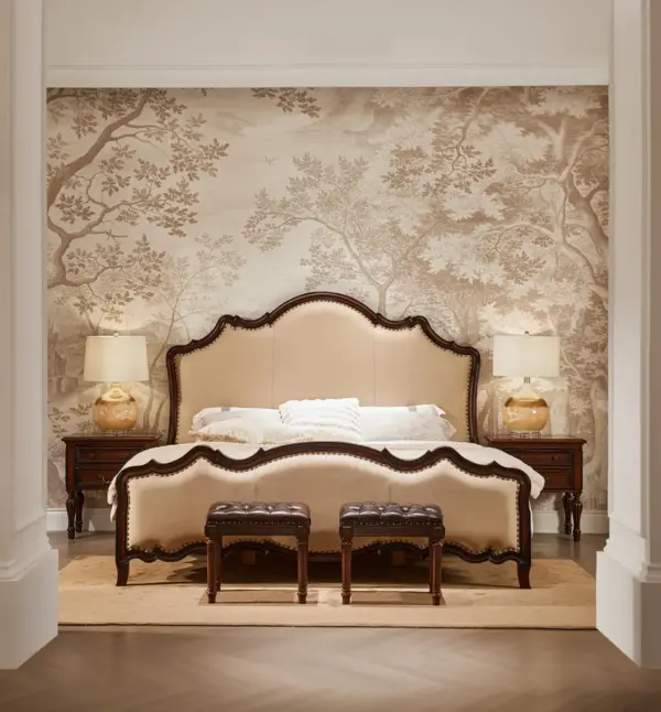 Ivory Scalloped Dark-tone Bed