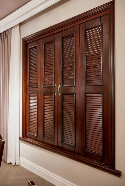 Dark-tone Slatted Recessed Wardrobe