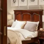 Dark-tone Panelled Square Bed