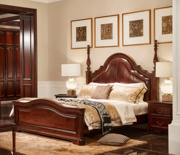 Dark-tone Scalloped Panelled Bed