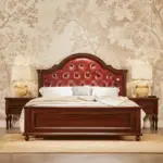Burgundy Button-tufted Arched Bed