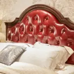 Burgundy Button-tufted Arched Bed