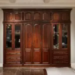 Dark-tone Panelled Glass-front Wardrobe