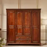 Dark-tone Panelled Four-door Wardrobe