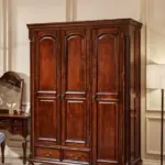 Dark-tone Panelled Four-door Wardrobe