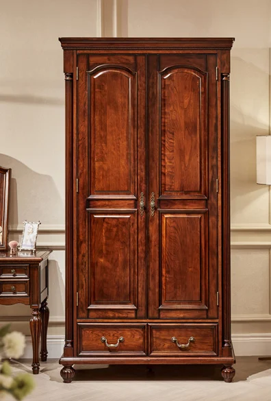 Dark-tone Panelled Two-door Wardrobe