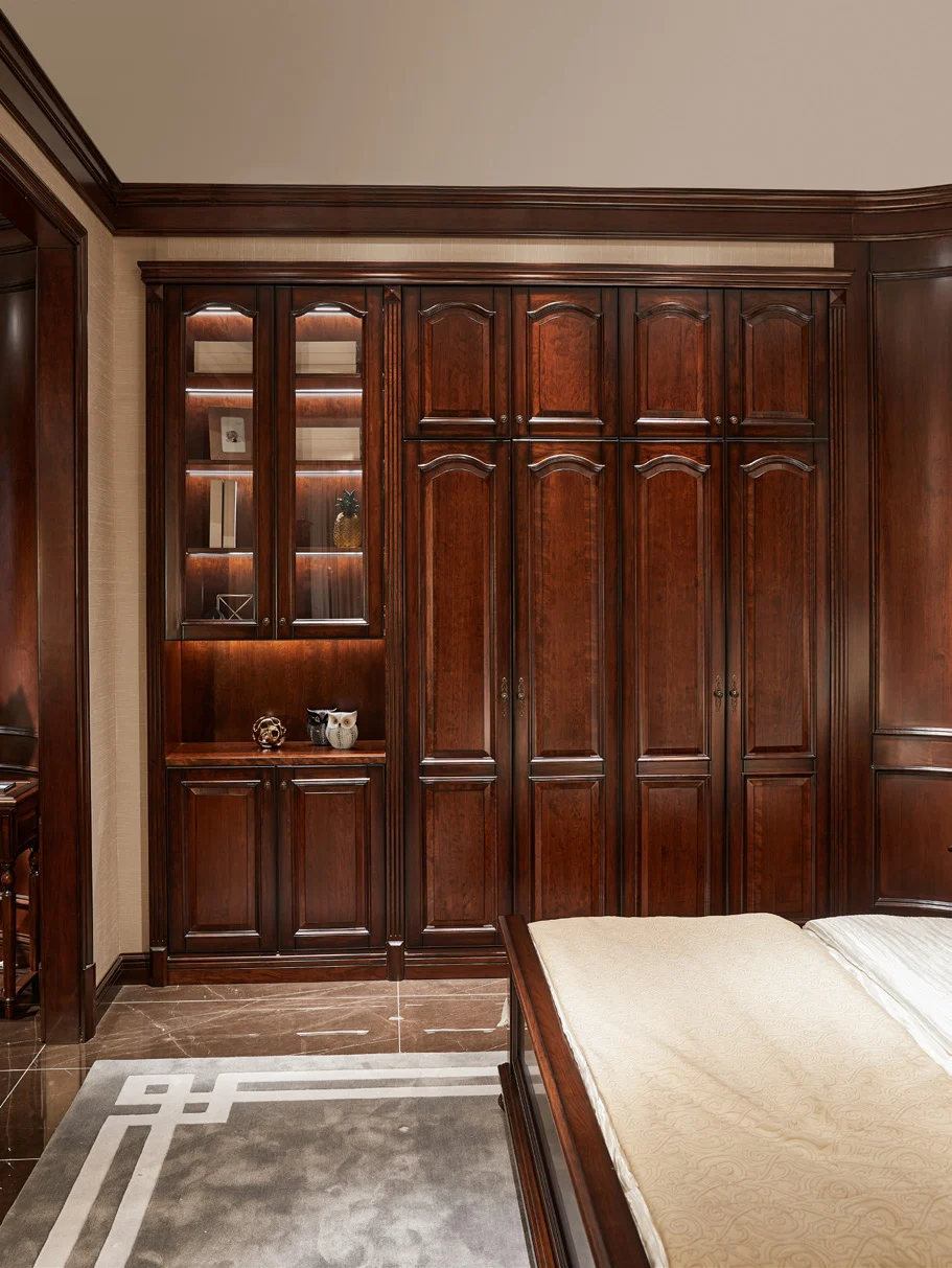 Dark-tone Storage-detail Corner Wardrobe