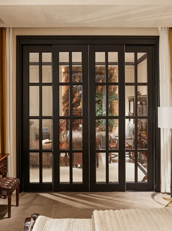 Black Glazed Grid-detail Custom Door Set