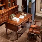 Dark-tone Panelled Drawer Desk & Tea Table