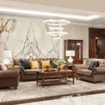 Brown Square Upholstered Sofa