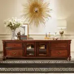 Dark-tone Glass-front Drawer TV Cabinet