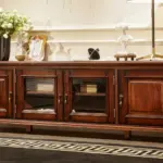 Dark-tone Panelled Glass-front TV Cabinet