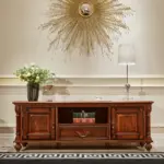 Dark-tone Panelled Glass-front TV Cabinet