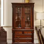 Dark-tone Glass-front Drawer Display Cabinet