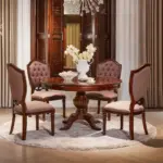 Dark-tone Round Pedestal Dining Table