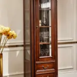 Dark-tone Glass-front Single-column Display Cabinet