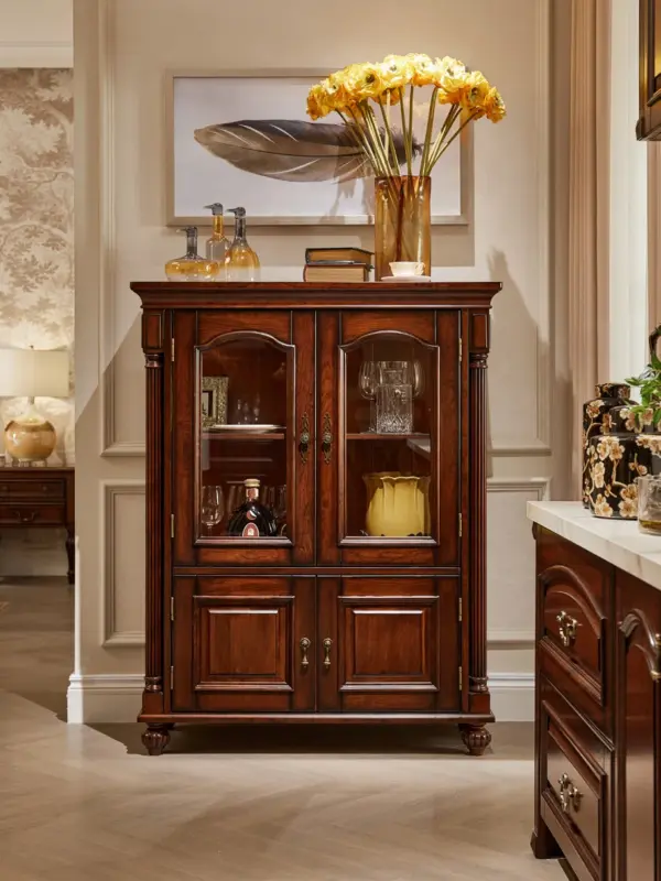 Dark-tone Glass-front Paired Display Cabinet