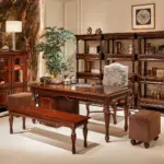 Dark-tone Drawer Panelled Desk & Tea Table